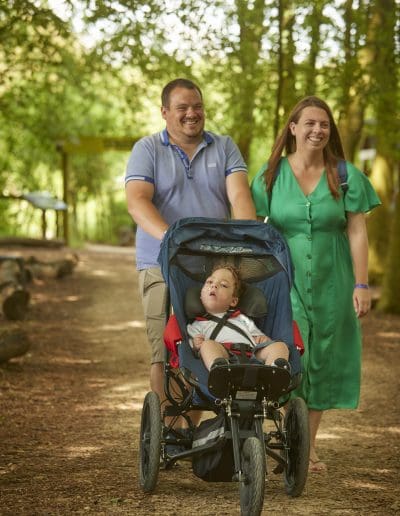 A family enjoying a visit to Cotswold Farm Park 6